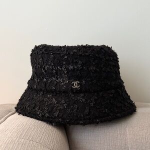 CHANEL Coco Mark Tweed Bucket Hat